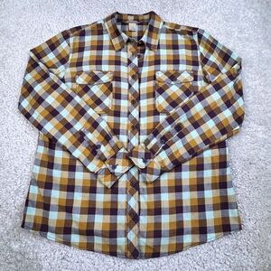 Duluth Trading Plaid Cotton Long Sleeve Button Up Shirt